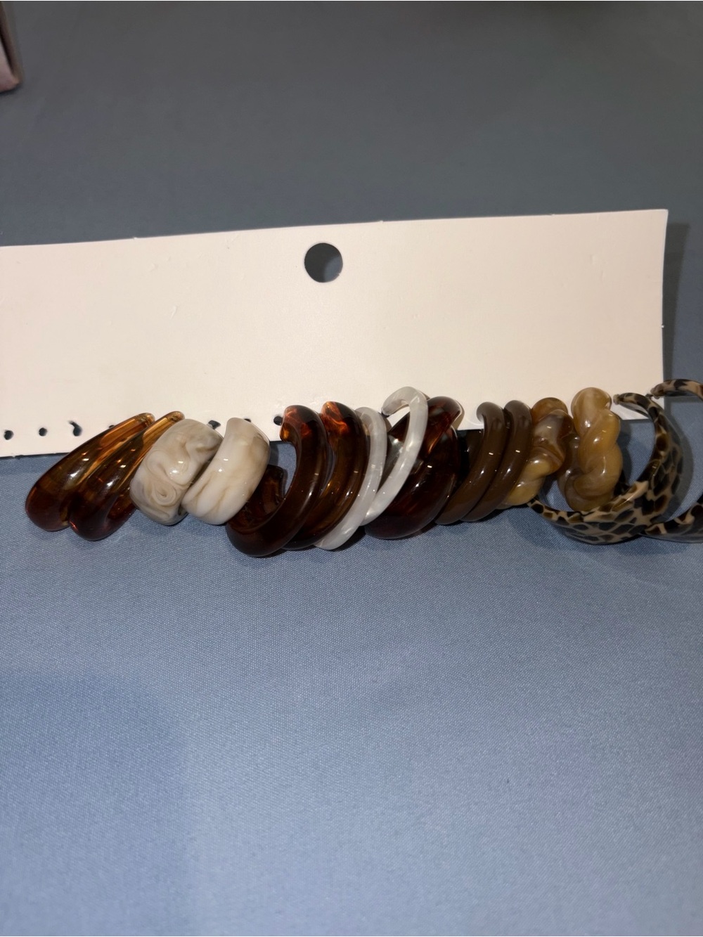 Assorted Resin Hoop Earrings Set - Brown, Cream & Tortoiseshell